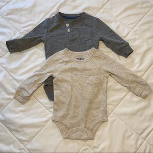Set of two baby boy waffle bodysuits